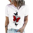thumbnail image 1 of T-shirts Graphiques pour Femmes Décontractés à Imprimé Papillon, Manches Courtes, T-Shirts d'Été à Col Rond, Coupe Ample, Chandails Tee pour Jeans, 1 of 6