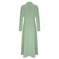 thumbnail image 4 of Liquidation à 50 % de Rabais! Robes pour Femmes, Robe Chemise Irrégulière à Taille Haute pour Femmes avec Boutons, Col à Revers, Col en V, Couleur Unie, Ceinture, Manches Longues, Vert m, 4 of 5
