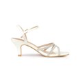 thumbnail image 3 of BLISSFUL STEP Chaussures pour Femmes Sandales à Talon Kitten à Bout Ouvert en PU avec Bride à la Cheville Ornée de Strass Blanc 6, 3 of 7