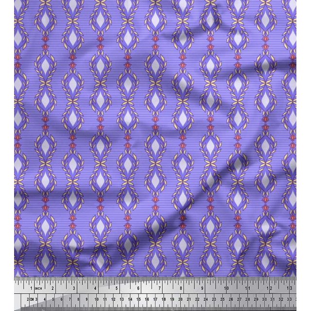 Soimoi Poly Georgette Fabric Floral & Ogee Damask Print Fabric by the Yard 52 Inch Wide