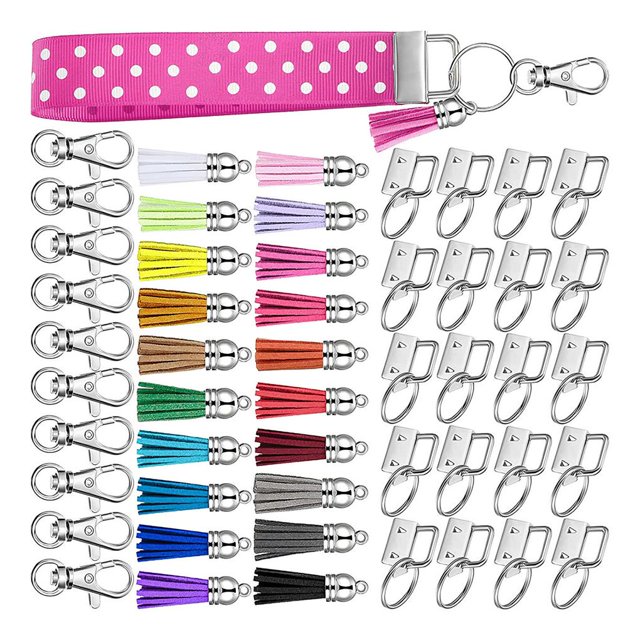 60pcs/set Keychain Hardware Set Assorted Color Key Fob Practical Hardware Kit Keychain Hardware Set for Homemade Handmade DIY