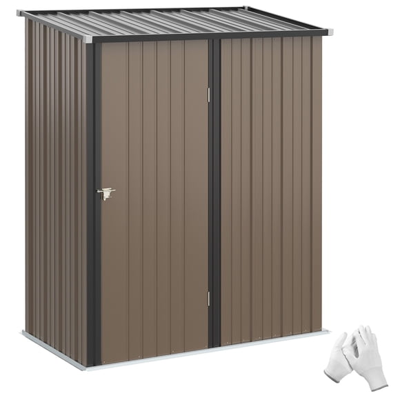 Outsunny Remise de Rangement Extérieure 5'x3' avec Porte Simple, Brun