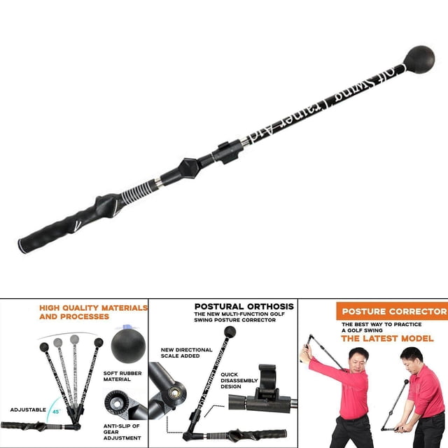 Golf Swing Trainer Posture Training Gesture Guide Swing Trainer Posture Corrector Beginner Corrector Aids Arm Swing Grip Correct Stick Wrist black