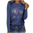 thumbnail image 1 of Pisexur Hauts d'Automne pour Femmes Mode Mignon T-Shirt Imprimé Graphique Hauts Col Rond Manches Longues Chemises pour Femmes Habillées Décontractées Sorties Hauts Confort Polyvalents Légers T-Shirts, 1 of 5