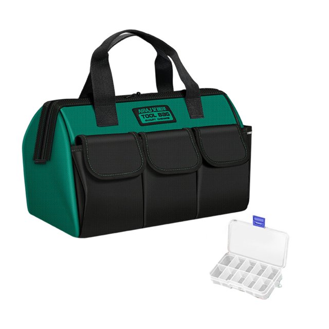 QualitChoice Tool Bag Woodworking Electrician Bags Storage Box Adjustable Waterproof Large Capacity Maintenance Hardware Tools Kit Black Green/13 inch 1 Pc