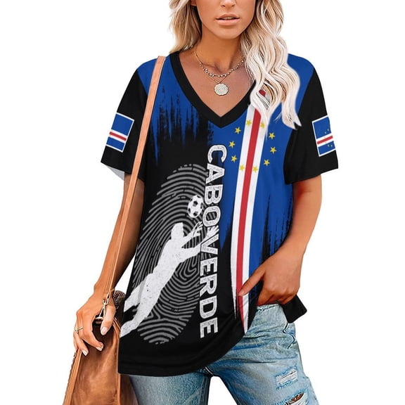 Chandail de Soccer Cabo Verde pour Femmes 2026, Fans de Soccer, avec Drapeau de Nation, Chandail Personnalisé