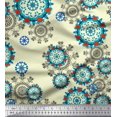 thumbnail image 1 of Soimoi Crepe Silk Fabric Snowflake & Damask Ethnic Printed Fabric 1 Yard 42 Inch Wide, 1 of 2