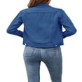 thumbnail image 3 of Veste en Denim Unie pour Femmes, Décontractée, à Manches Longues, Boutonnée, 3 of 8