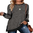thumbnail image 1 of Sweatshirt for Women Long Sleeve Tunic Tops Color Block Crewneck Sweatshirts Side Split, 1 of 7