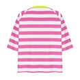 thumbnail image 3 of Penkiiy Chemise pour Femme en Lin à Manches 3/4, Chemise à Col Rond Unie à la Mode, Chemise à Manches Longues à Col Rond pour Femme/chemise 2TG Rose Vif, 3 of 4