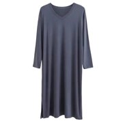 Ketyyh-chn99 Mens Cotton Robes, Lightweight Bathrobe with Hood, Mens V Neck Design Bathrobe Summer Autumn Pajamas Loose Nightgown Lounging Dress Size for XL,Watermelon Red