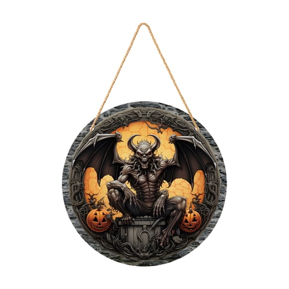 Halloween Classic Pumpkin Skeleton 2D Wooden Door Window Wall Hanging Sign Scene Plaque For Ambience