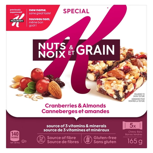 Barres Special K Noix et grain Canneberges et amandes 165 g, 5 barres