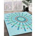thumbnail image 3 of Ahgly Company Tapis d'Intérieur Lavable en Machine Carré Transitionnel Bleu, 7 Pieds Carré, 3 of 7