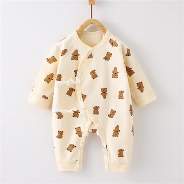 RXIRUCGD Tout-Petits Bébés Filles Garçons Manches Longues T-Shirt Imprimé Coloré Col Rond Combinaison Barboteuse ( Beige, Taille : 0 Mois )