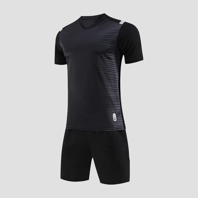 hengsof Ensemble de Maillot de Football à la Mode pour Enfants, Haut à Manches Courtes Col Ras du Cou, Short à Taille Élastique Tenue de Sport, Confortable Respirant Absorbant la Sueur Séchage Rapide Uniforme de Sport Deux Pièces