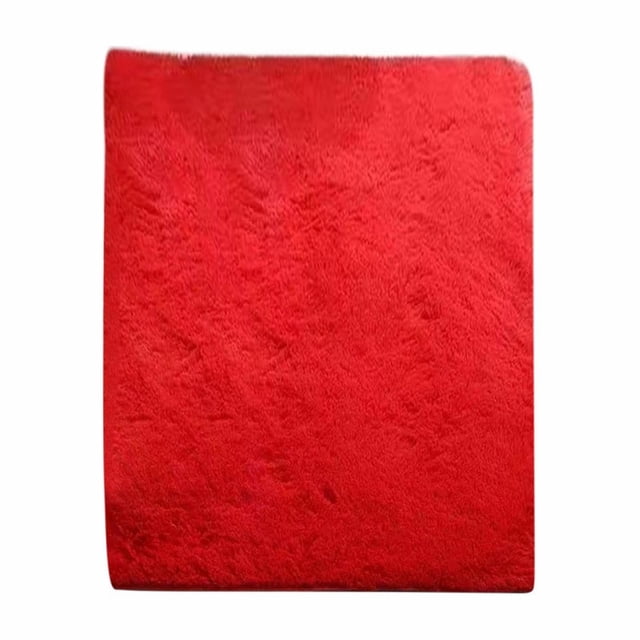 VogueV Silk-Blend Area Rug in a vibrant red color, designed for luxurious living room decor. This soft and fuzzy microfiber mat is machine washable and features a non-slip backing, making it ideal for parlor, bedroom, or dorm use. The rug measures approximately 17.72 x 11.81 x 0.79 inches and is crafted from durable polyester material. Suitable for indoor use, it adds a touch of elegance and comfort to family spaces or kitchens.