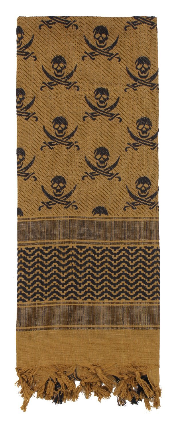Rothco Foulard Tactique de Désert Shemagh à Crânes - Brun Coyote