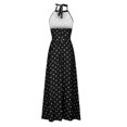 thumbnail image 5 of HKEJIAOI Robes Décontractées Soldes Liquidation Robe Fleurie pour Femmes Mode Décontractée Été Sans Manches Col Rond Robe à Pois Col Licou Fermeture Éclair Robe pour Femme Longues Robes Noir, 5 of 5