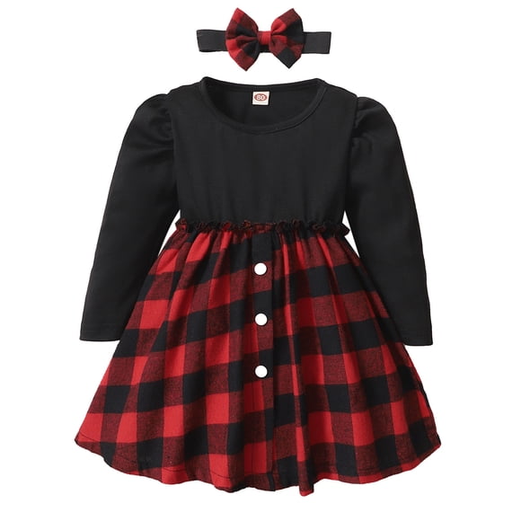 FhsagQ Dresses Christmas Dresses for Girls 12-14 Blue Baby Girls Cotton Autumn Plaid Long Sleeve Princess Dress s Clothes Christmas Dresses for Girls 8-10 Fancy Black 6-9 Months