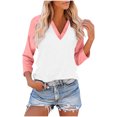 thumbnail image 1 of Hauts à Manches 3/4 pour Femmes Hauts Décontractés à Manches Raglan Col en V Tuniques Basiques Blouses Été 2025, 1 of 7