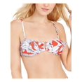 thumbnail image 3 of RACHEL RACHEL ROY Women's Red Floral Stretch U-Wire Removable Cups Bikini Convertible Ruffled Island Getaway Bandeau Swimsuit Top S, 3 of 4