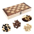 thumbnail image 3 of Wooden Chess Set, 3 in 1, Portable Wooden Chess Board, Chess Board Set Foldable, Chess Set For Party Family Activities, Chess Game, Chess Chess Board, 3 of 4