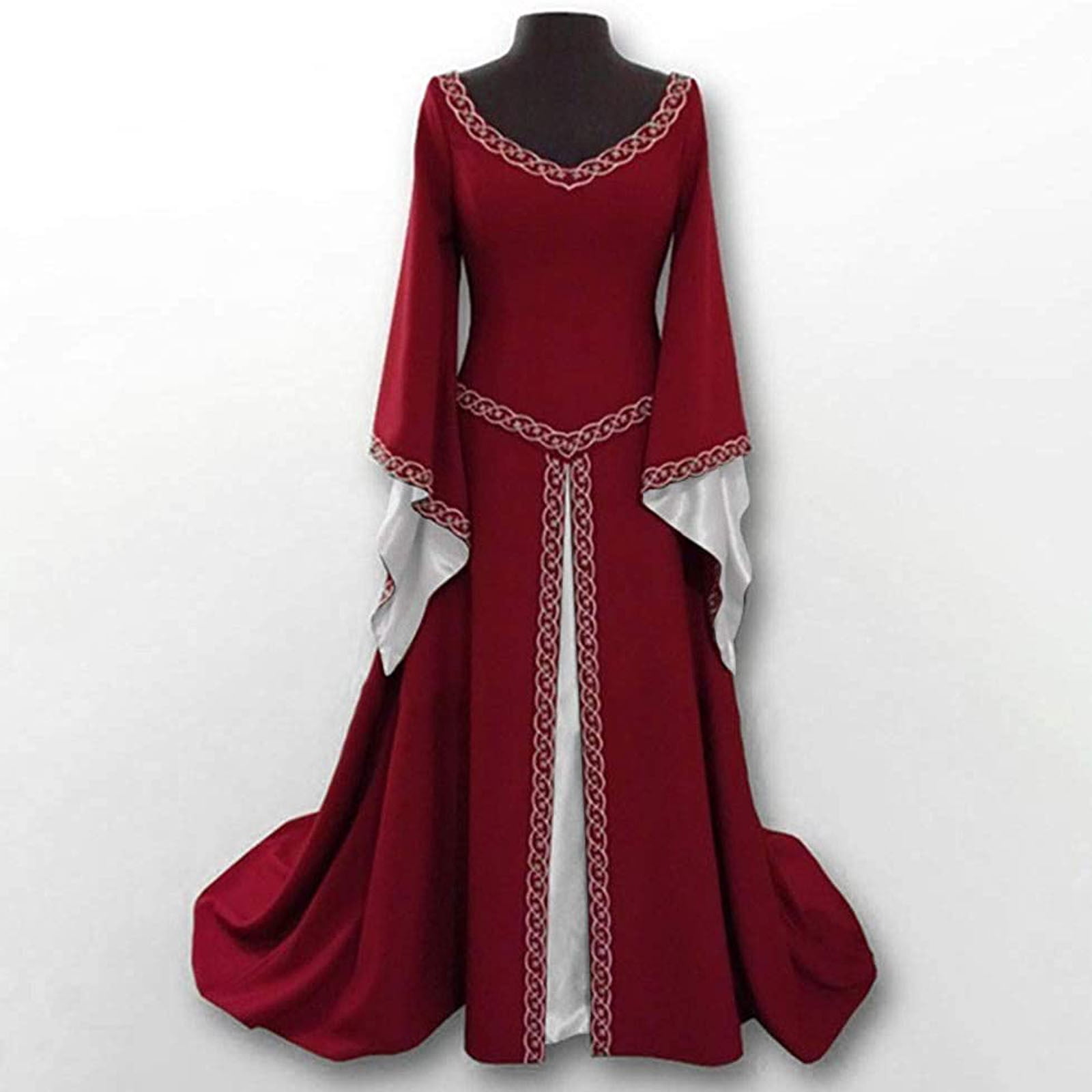 TIMIFIS Womens Retro Halloween Costume Renaissance Medieval Dress Lace Up Irish Over Long DressesFall/Winter