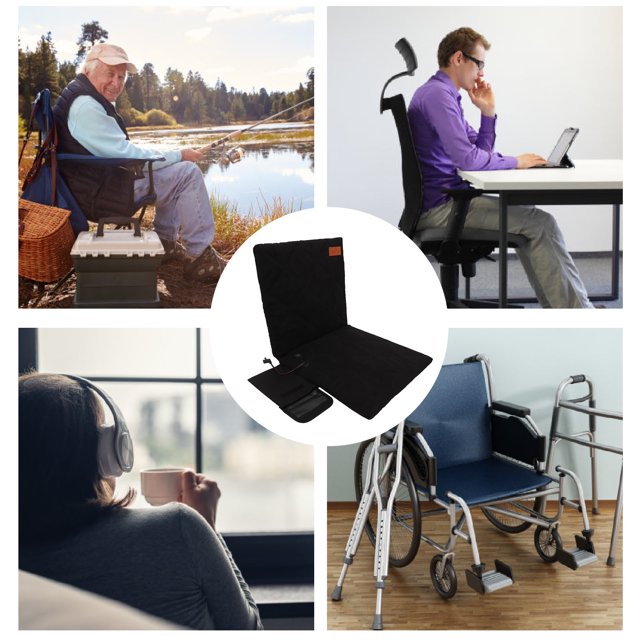Coussin Chauffant Portable, Coussin Chauffant Pliable en Polyester Alimenté par USB avec Protection Intégrée pour Intérieur Extérieur Camping Pêche Pique-Nique Sports BBQ