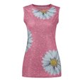 thumbnail image 3 of Leutsin Hauts d'Été pour Femmes Col Rond Imprimé Marguerites Débardeur Sans Manches T-Shirts Blouse Graphique, 3 of 6
