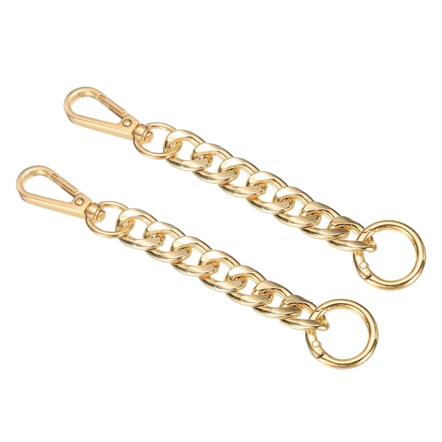 2 Pack Purse Strap Extender 5.9-Inch, Bag Extender Chain Light Gold, crafted from aluminum with electroplating for a shiny, smooth finish. Designed for comfort with flat chains and two buckles for easy installation. Ideal for handbags, purses, shoulder bags, or as a craft accessory and bag chain charm.