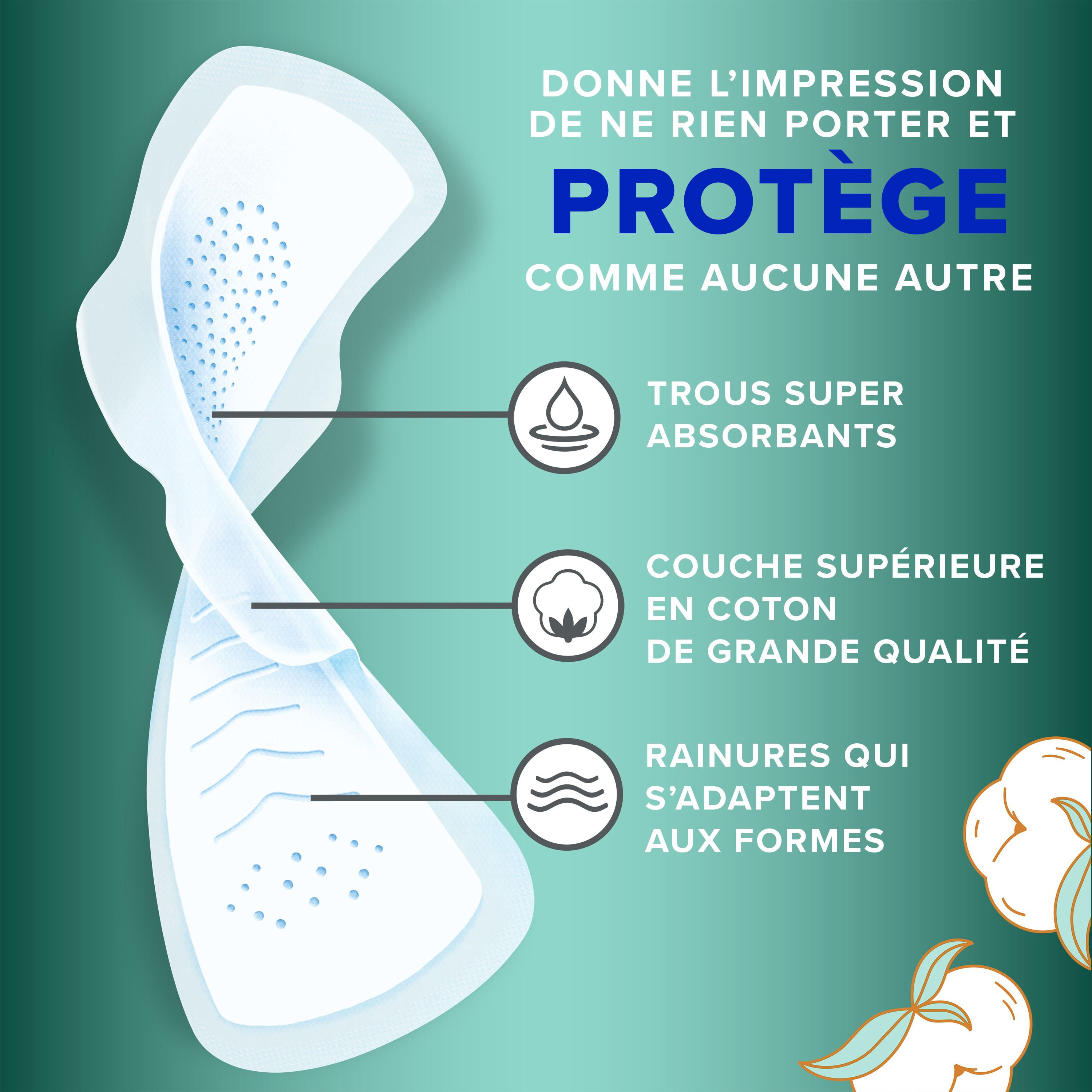 Always Coton Pur Serviettes Hygiéniques pour Femmes, Taille 5, de Nuit, Flux Très Abondant, avec Ailes, Non Parfumées