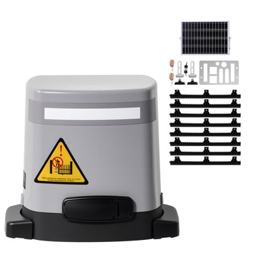KFFKFF Solar Sliding Gate Opener, 280W Electric Gate Opener for Doors up to 65.6ft 1799lbs, Gear Track Rolling Fence Door Motor with Infrared Sensor & 2 Remote Controls