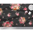thumbnail image 2 of Soimoi Velvet Fabric Leaves & Rose Flower Print Sewing Fabric Yard 58 Inch Wide, 2 of 3