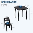 thumbnail image 2 of 3 Piece Dining Table Set for 2 – Space-Saving Kitchen Table with Metal Frame, Wood Grain Top, Upholstered Chairs – Perfect for Small Dining Room, Apartment, Studio, 2 of 9