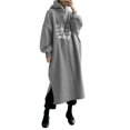thumbnail image 2 of EGNMCR Robes de Fête pour Femmes Mode Femmes Imprimé Ample à Capuche Confortable Robe à Manches Longues, 2 of 4