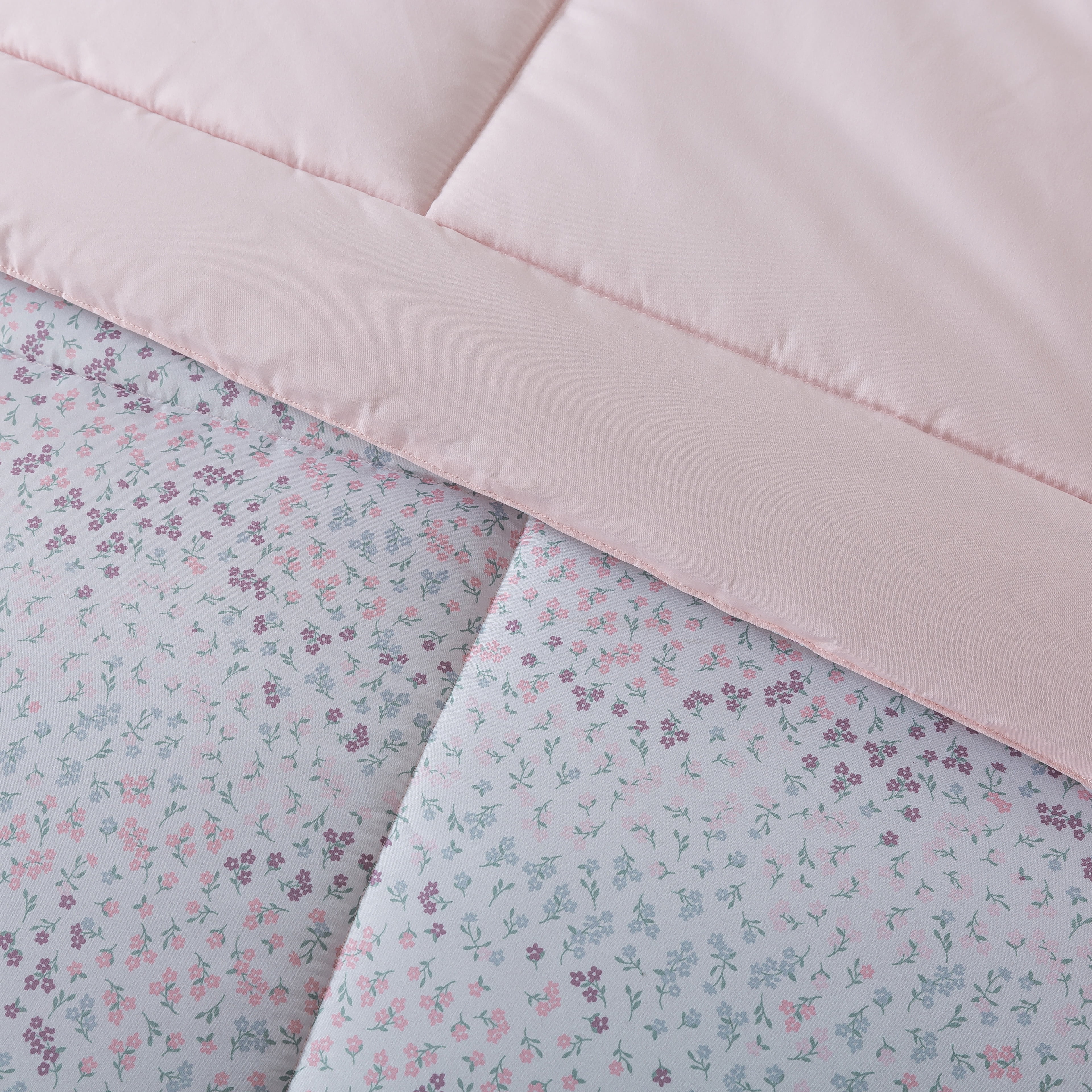 Mainstays – Ensemble de literie tout-en-un réversible avec couette et draps, 5 pièces, format simple très grand (Twin XL), rose blush
