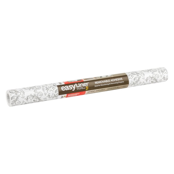 EasyLiner Contact Paper Removeable Adhesive Shelf Liner, Gray Damask, 20 in. x 20 ft.