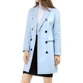 thumbnail image 4 of INSPIRE CHIC Women's Notched Lapel Collar Double Breasted Mid Length Overcoat, 4 of 6