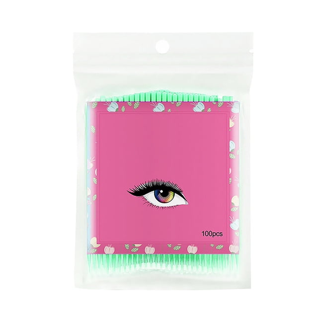 kurtrusly Extension de Cils Micro Applicateur Brosse Écouvillon à Double Tête Micro-Brosse en Coton Vert