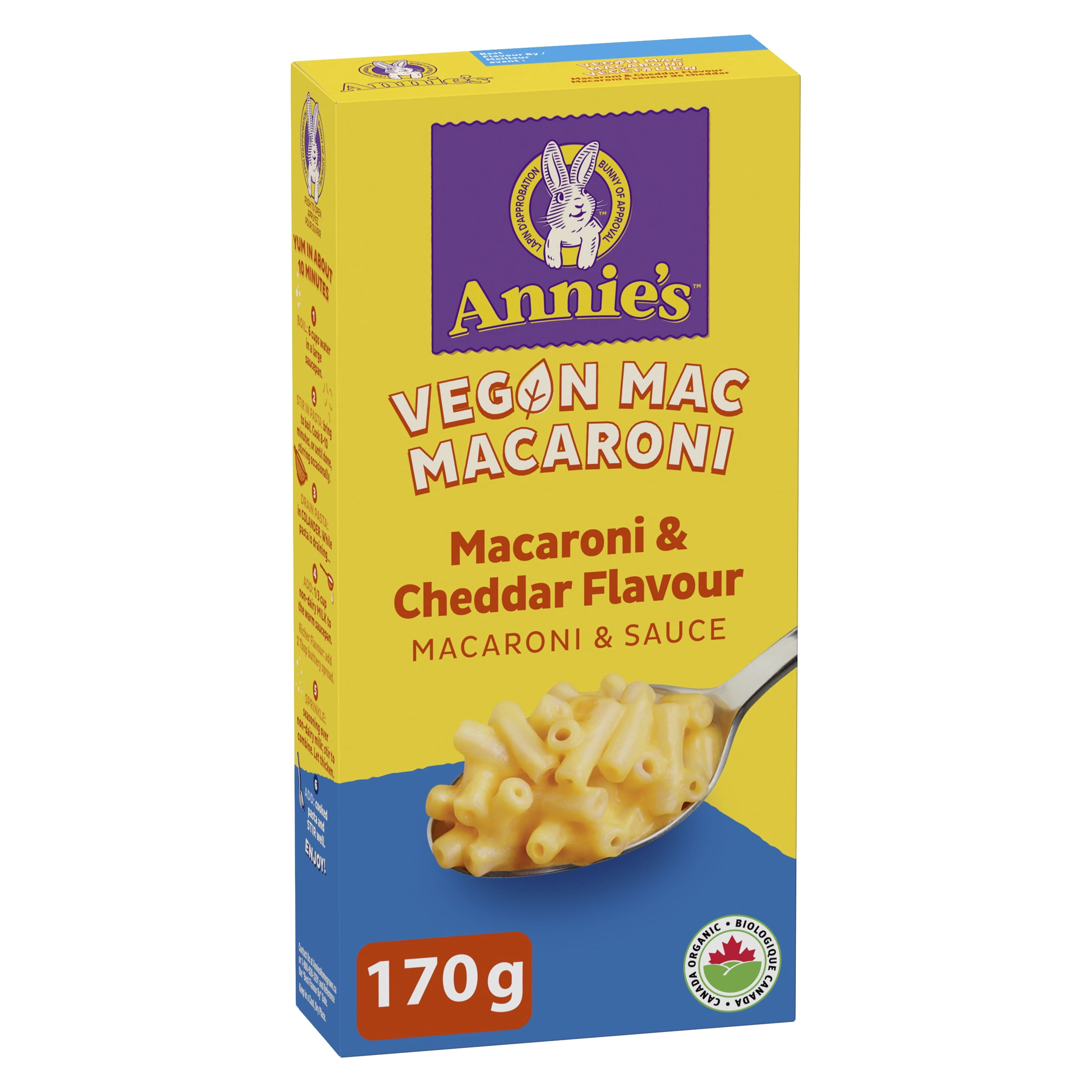 Annie's Vegan Macaroni & Cheddar Flavour, Canada Organic, 170 g, 2 Servings