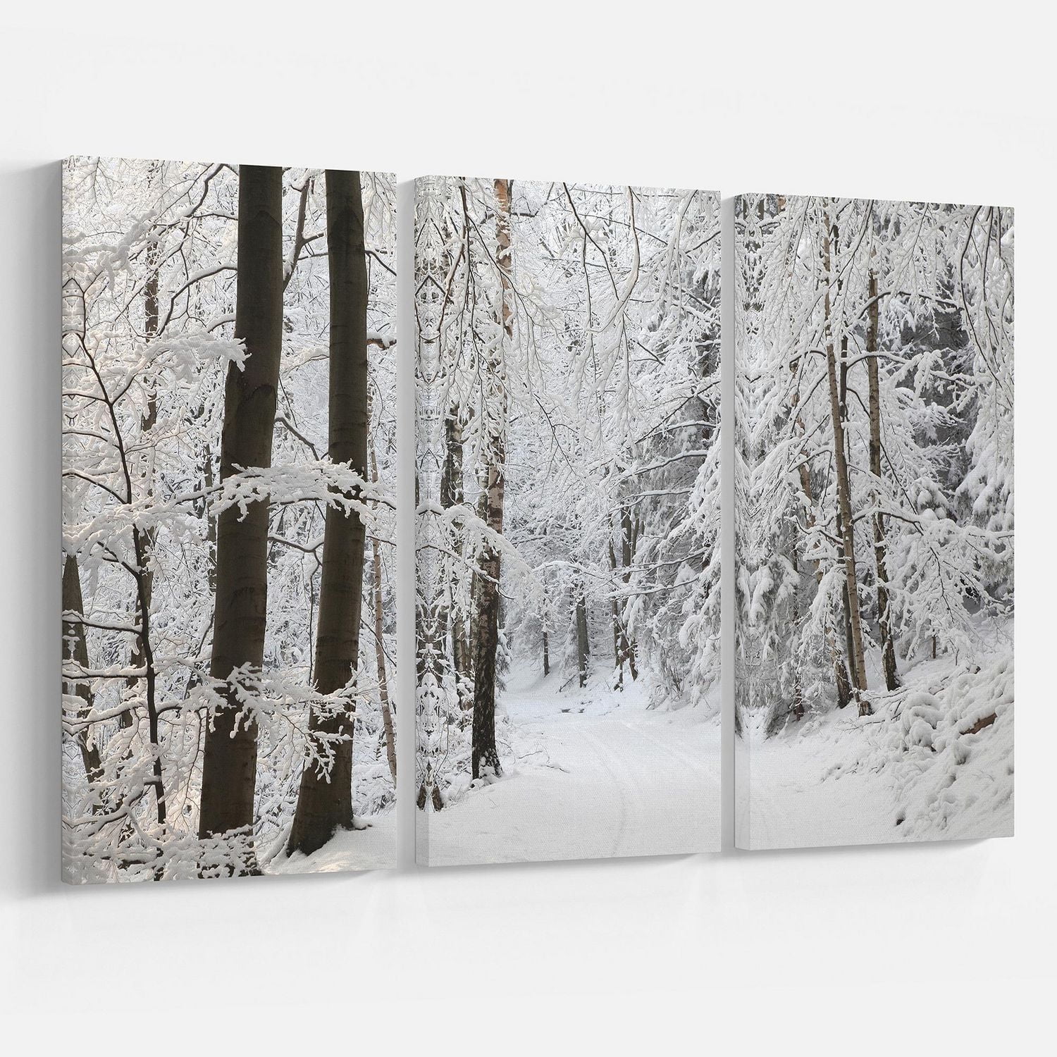 Designart Forêt d'hiver dense et ruelle Art mural sur toile