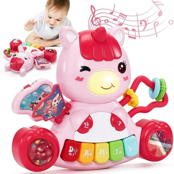 CHUANK Jouets pour Bébé 6 à 12 Mois Jouets d'Activité pour Bébés Filles Apprentissage Précoce Jouets Éducatifs Musicaux Lumineux Jouets Piano pour Nourrisson 6 9 12 18 Mois Cadeau pour Bébé de 1 An Garçons Filles Naissance de Noël