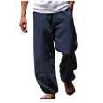 thumbnail image 2 of RKSTN Men Cotton Pants Men's Fall Cuffed Pants Multi Pocket Tether Solid Trousers Relaxation Length Pants Full Length Pants, 2 of 3