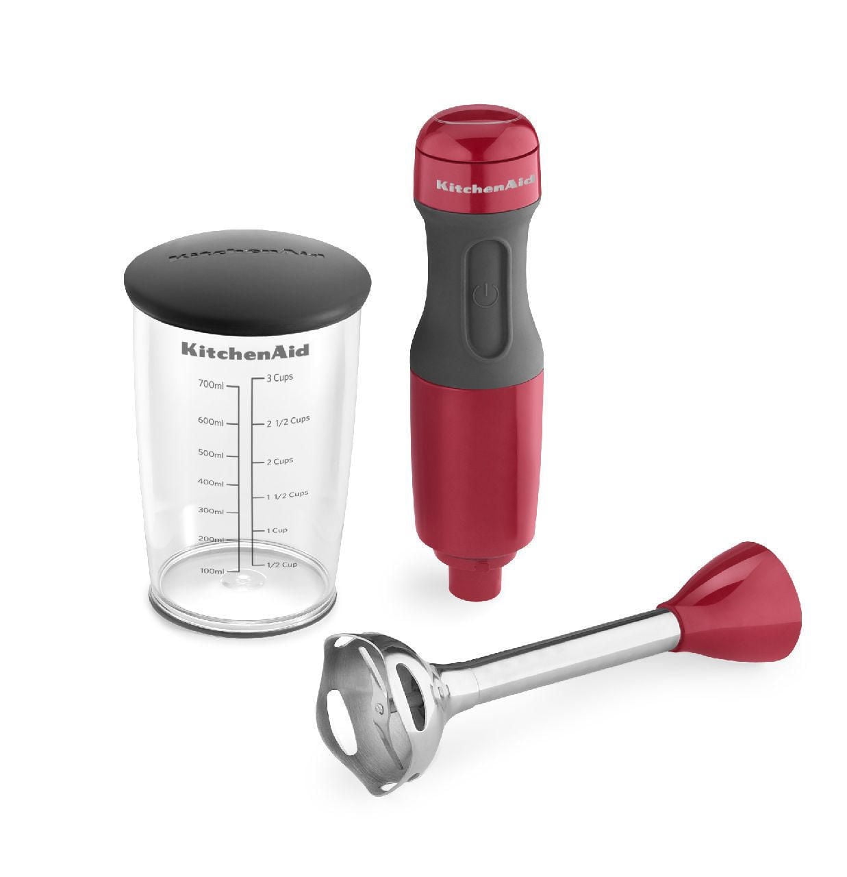 Mélangeur à main câblé à 2 vitesses rouge empire avec pichet mélangeur et couvercle KitchenAid, KHB1231ER