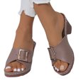 thumbnail image 4 of HWRETIE Sandales de Plage pour Femmes Grande Taille Talon Épais Bout Rond Boucle Talon Haut Sandales d'Été de Plage, 4 of 5