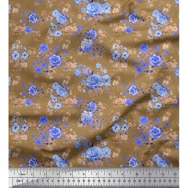 Soimoi Green Georgette Viscose Fabric Fruits Print Fabric by Yard 42 Inch Wide