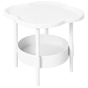 Modern 2 Tier Round Side Table End Table with Removable Tray Plastic Nightstand Outdoor Patio Table Bedside Storage Stand for Living Room Bedroom Balcony