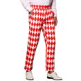 thumbnail image 5 of INSPIRE CHIC Pantalon Imprimé Argyle pour Homme Coupe Régulière devant Plat Pantalon Habillé 32 Rouge Blanc, 5 of 5