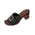 thumbnail image 2 of HWRETIE Women's Plus Size Flip Flops Thick Heel Round Toe Buckle High Heel Summer Beach Sandals, 2 of 5